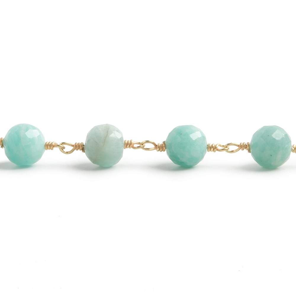 6.5mm Amazonite faceted round Vermeil Chain by the foot 24 pieces (ONLINE ORDER ONLY)