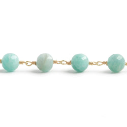 6.5mm Amazonite faceted round Vermeil Chain by the foot 24 pieces (ONLINE ORDER ONLY)