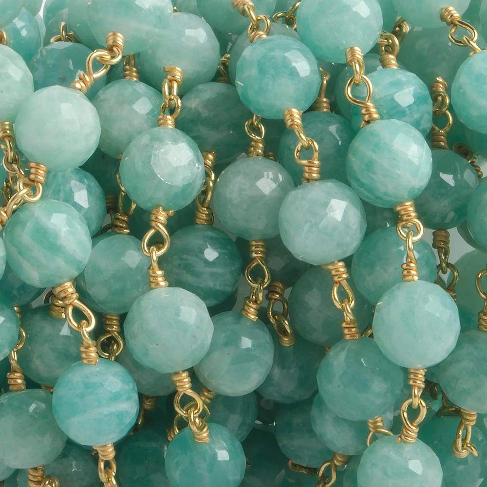 6.5mm Amazonite faceted round Vermeil Chain by the foot 24 pieces (ONLINE ORDER ONLY)