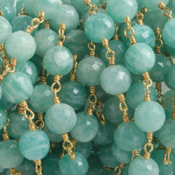 6.5mm Amazonite faceted round Vermeil Chain by the foot 24 pieces (ONLINE ORDER ONLY)