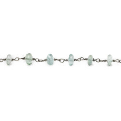 6.5mm Aquamarine plain rondelle Black Gold Chain by the foot 30 pieces (ONLINE ORDER ONLY)