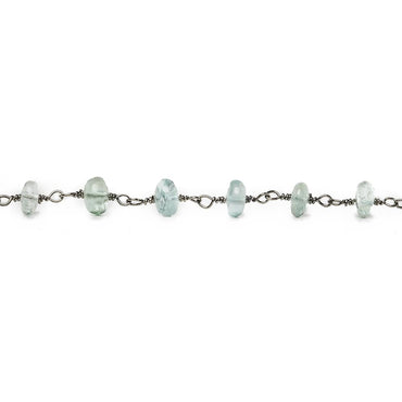 6.5mm Aquamarine plain rondelle Black Gold Chain by the foot 30 pieces (ONLINE ORDER ONLY)