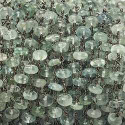 6.5mm Aquamarine plain rondelle Black Gold Chain by the foot 30 pieces (ONLINE ORDER ONLY)