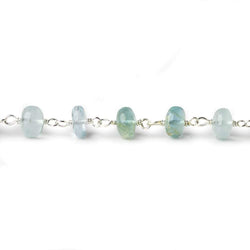 6.5mm Aquamarine plain rondelles Silver plated Chain by the foot 30 pcs (ONLINE ORDER ONLY)