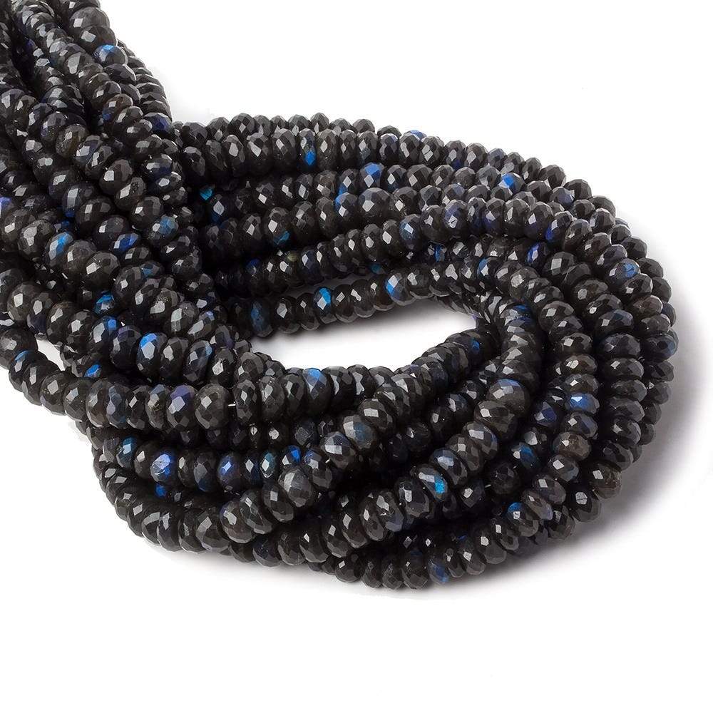 9mm Black Labradorite faceted rondelle beads 16 inch 96 pieces AAA (ONLINE ORDER ONLY)