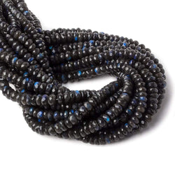 9mm Black Labradorite faceted rondelle beads 16 inch 96 pieces AAA (ONLINE ORDER ONLY)
