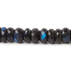 9mm Black Labradorite faceted rondelle beads 16 inch 96 pieces AAA (ONLINE ORDER ONLY)
