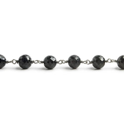 6.5mm Black Spinel faceted round Black Gold .925 Silver Chain by the foot 24 pieces (ONLINE ORDER ONLY)