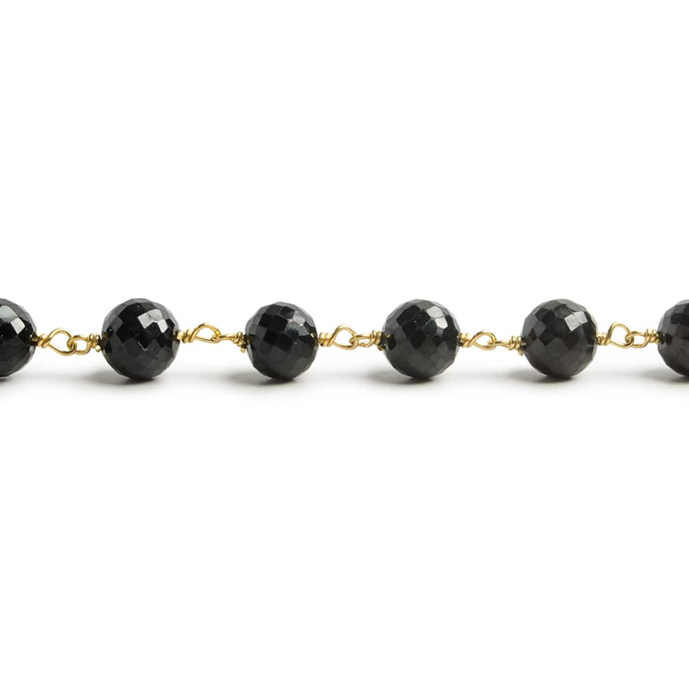 6.5mm Black Spinel faceted round Vermeil Chain by the foot 24 pieces (ONLINE ORDER ONLY)