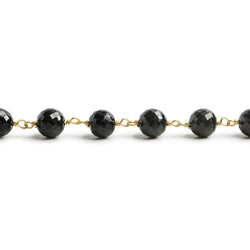6.5mm Black Spinel faceted round Vermeil Chain by the foot 24 pieces (ONLINE ORDER ONLY)
