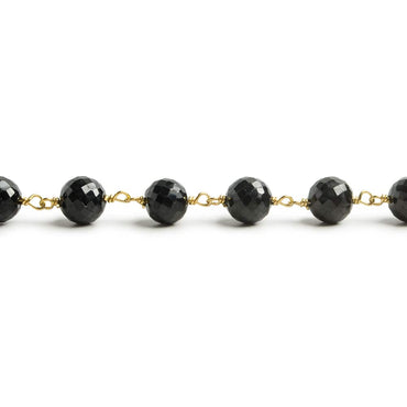 6.5mm Black Spinel faceted round Vermeil Chain by the foot 24 pieces (ONLINE ORDER ONLY)