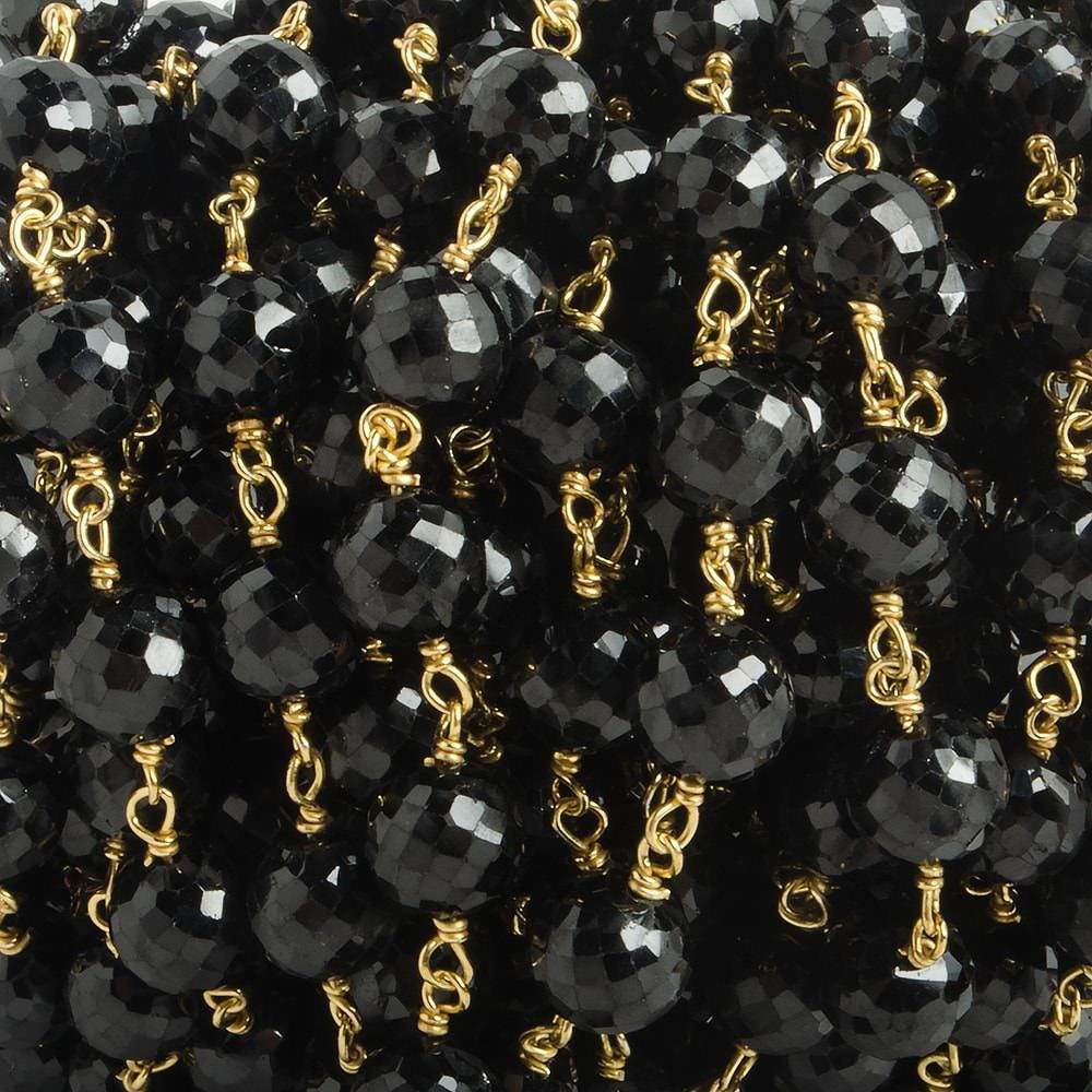6.5mm Black Spinel faceted round Vermeil Chain by the foot 24 pieces (ONLINE ORDER ONLY)