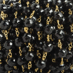 6.5mm Black Spinel faceted round Vermeil Chain by the foot 24 pieces (ONLINE ORDER ONLY)