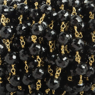 6.5mm Black Spinel faceted round Vermeil Chain by the foot 24 pieces (ONLINE ORDER ONLY)
