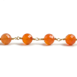 6.5mm Carnelian faceted round Vermeil Chain by the foot 24 pieces (ONLINE ORDER ONLY)