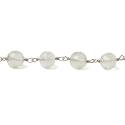 6.5mm Ceylon Moonstone faceted round .925 Silver Chain by the foot 24 pieces (ONLINE ORDER ONLY)