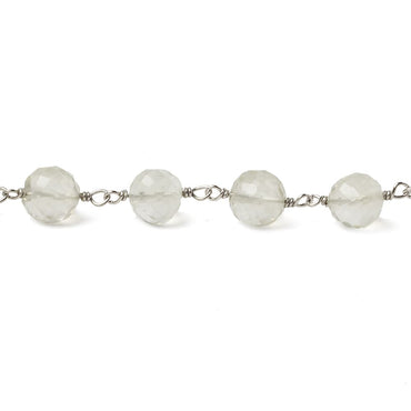 6.5mm Ceylon Moonstone faceted round .925 Silver Chain by the foot 24 pieces (ONLINE ORDER ONLY)