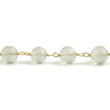 6.5mm Ceylon Moonstone faceted round Vermeil Chain by the foot 24 pieces (ONLINE ORDER ONLY)