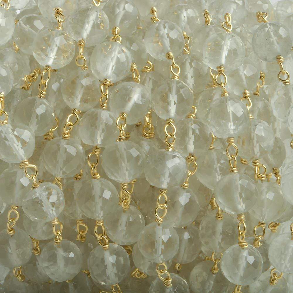 6.5mm Ceylon Moonstone faceted round Vermeil Chain by the foot 24 pieces (ONLINE ORDER ONLY)