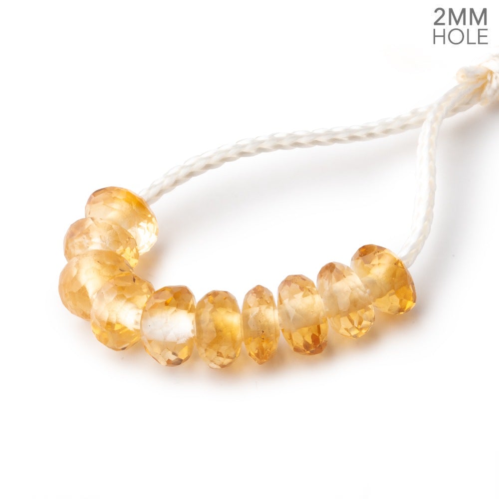 6.5mm Citrine 2mm Large Hole Faceted Rondelle Bead Set of 10 (ONLINE ORDER ONLY)