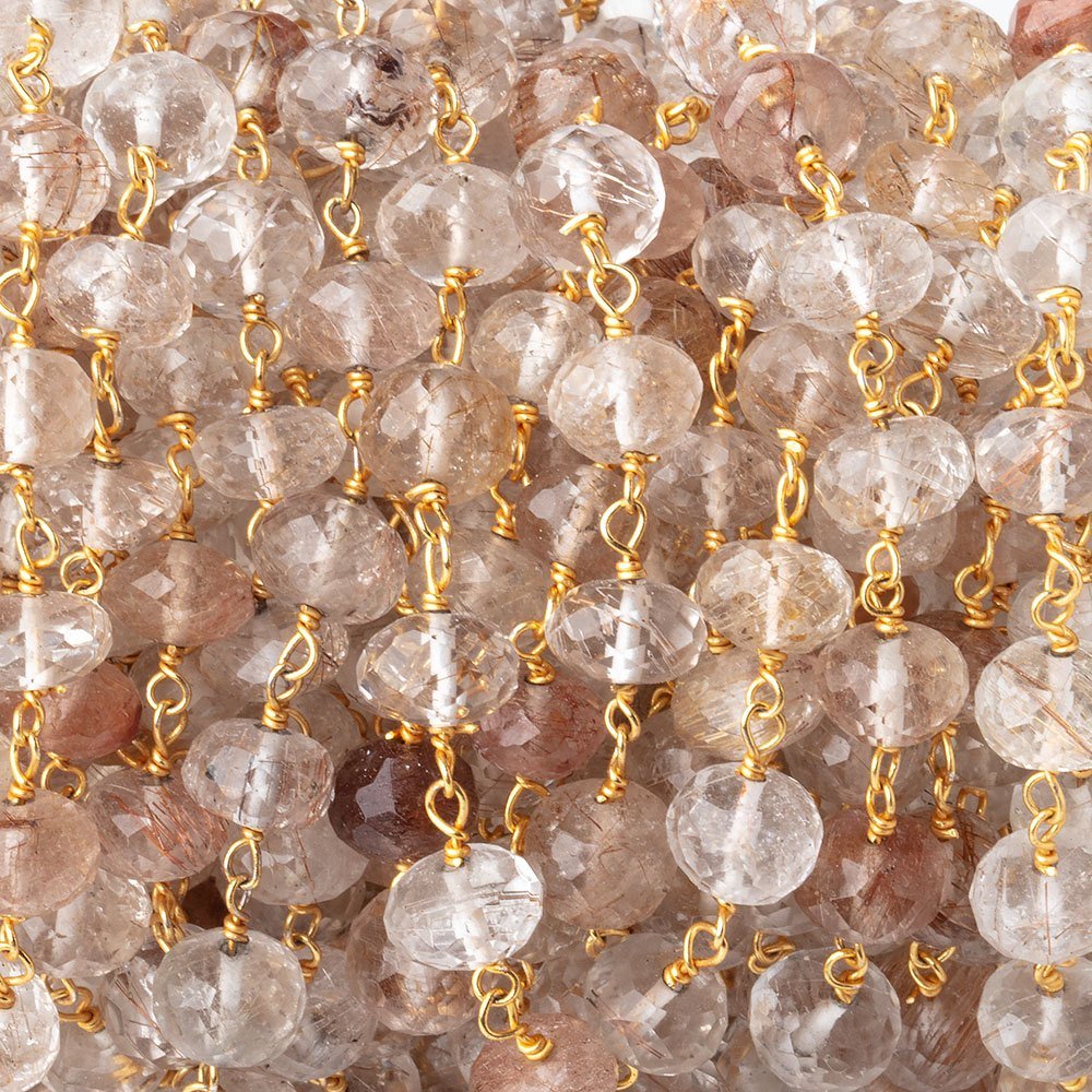 6.5mm Copper Rutilated Quartz Faceted Rondelles on Vermeil Chain (ONLINE ORDER ONLY)