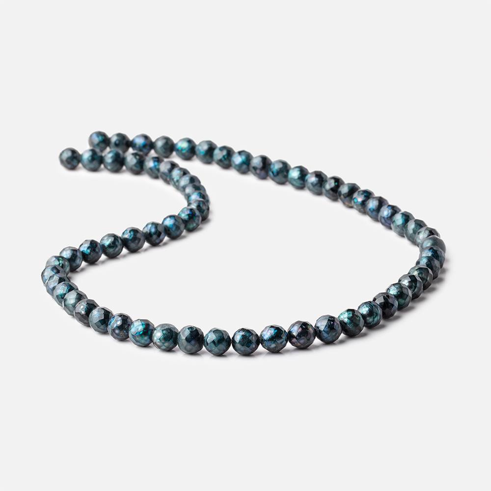 6.5mm Dark Aqua Blue Faceted Round Freshwater Pearls 16 inch 60 pieces (ONLINE ORDER ONLY)