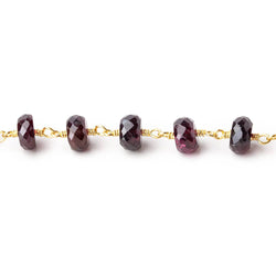 6.5mm Garnet Faceted Rondelles on Vermeil Chain by the Foot 33 pieces (ONLINE ORDER ONLY)