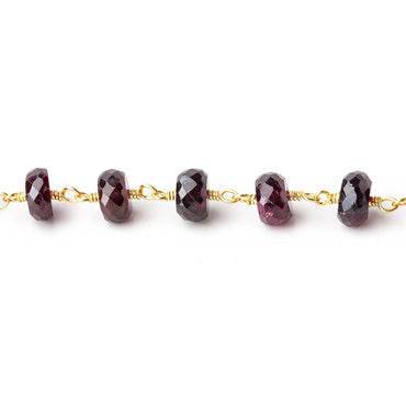 6.5mm Garnet Faceted Rondelles on Vermeil Chain by the Foot 33 pieces (ONLINE ORDER ONLY)