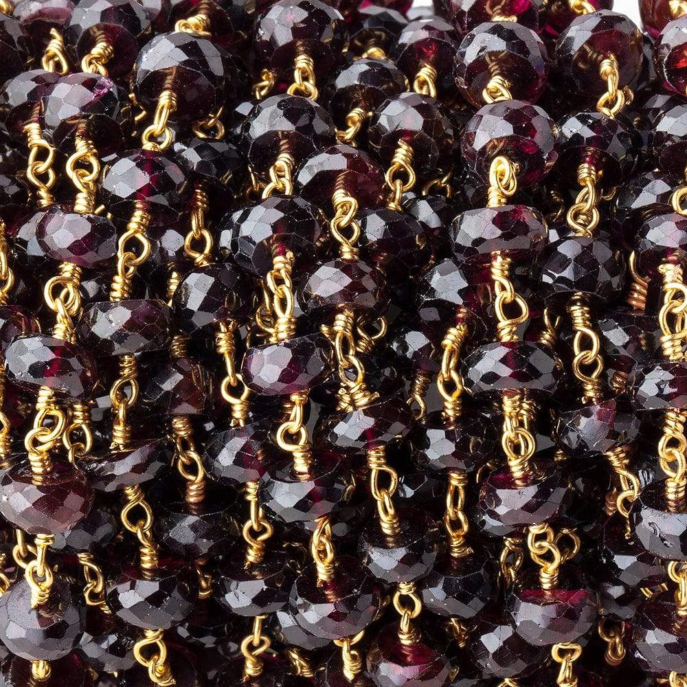 6.5mm Garnet Faceted Rondelles on Vermeil Chain by the Foot 33 pieces (ONLINE ORDER ONLY)