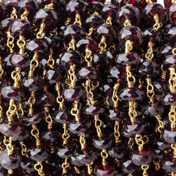6.5mm Garnet Faceted Rondelles on Vermeil Chain by the Foot 33 pieces (ONLINE ORDER ONLY)