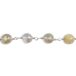 6.5mm Golden Rutilated Quartz faceted round .925 Silver Chain by the foot 24 pieces (ONLINE ORDER ONLY)