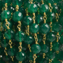 6.5mm Green Onyx faceted round Vermeil Chain by the foot 24 pieces (ONLINE ORDER ONLY)