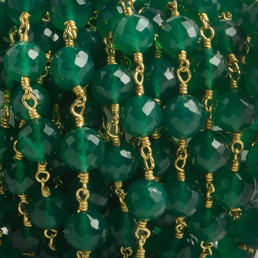 6.5mm Green Onyx faceted round Vermeil Chain by the foot 24 pieces (ONLINE ORDER ONLY)