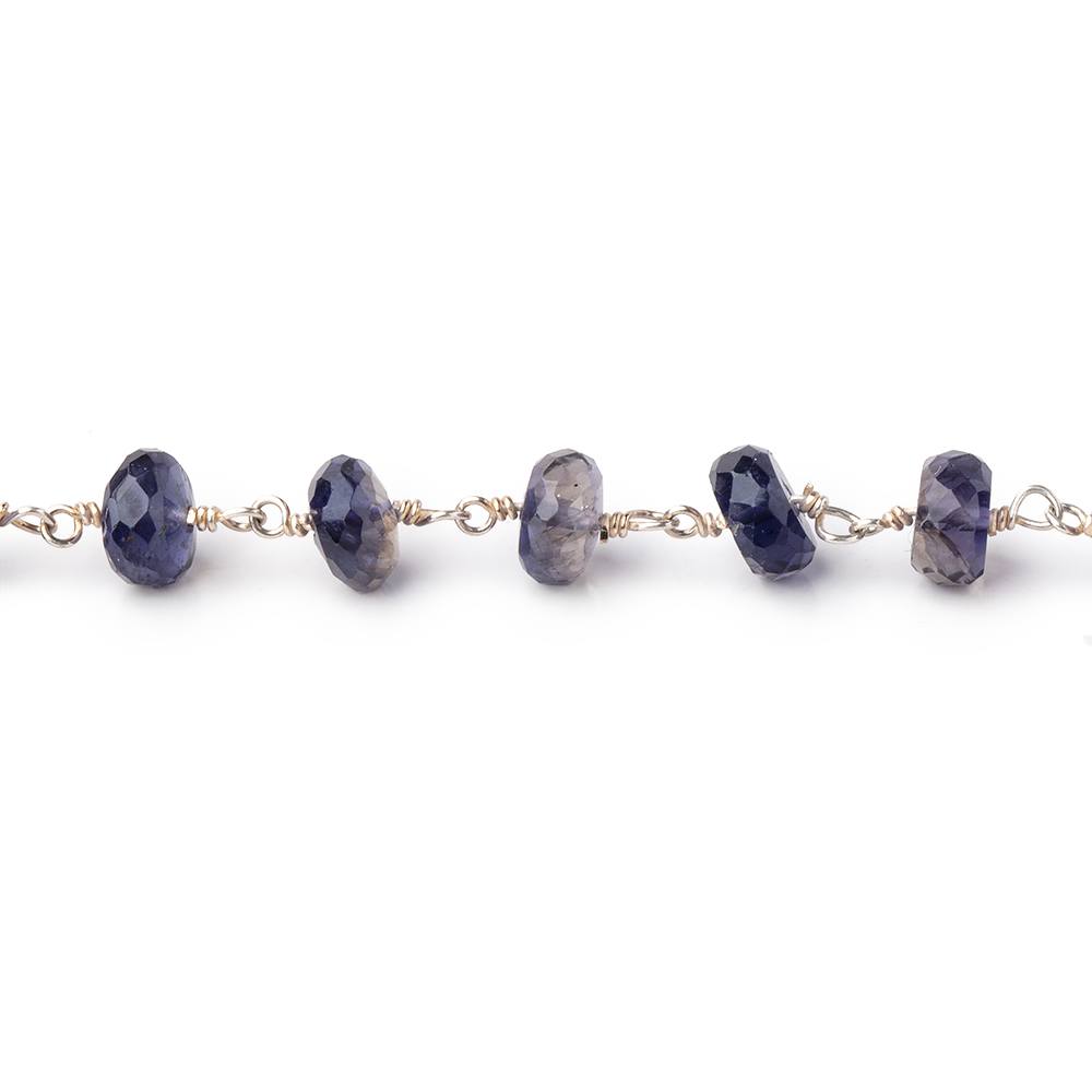 6.5mm Iolite Faceted Rondelle Beads on .925 Silver Chain (ONLINE ORDER ONLY)