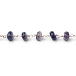 6.5mm Iolite Faceted Rondelle Beads on .925 Silver Chain (ONLINE ORDER ONLY)