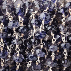 6.5mm Iolite Faceted Rondelle Beads on .925 Silver Chain (ONLINE ORDER ONLY)