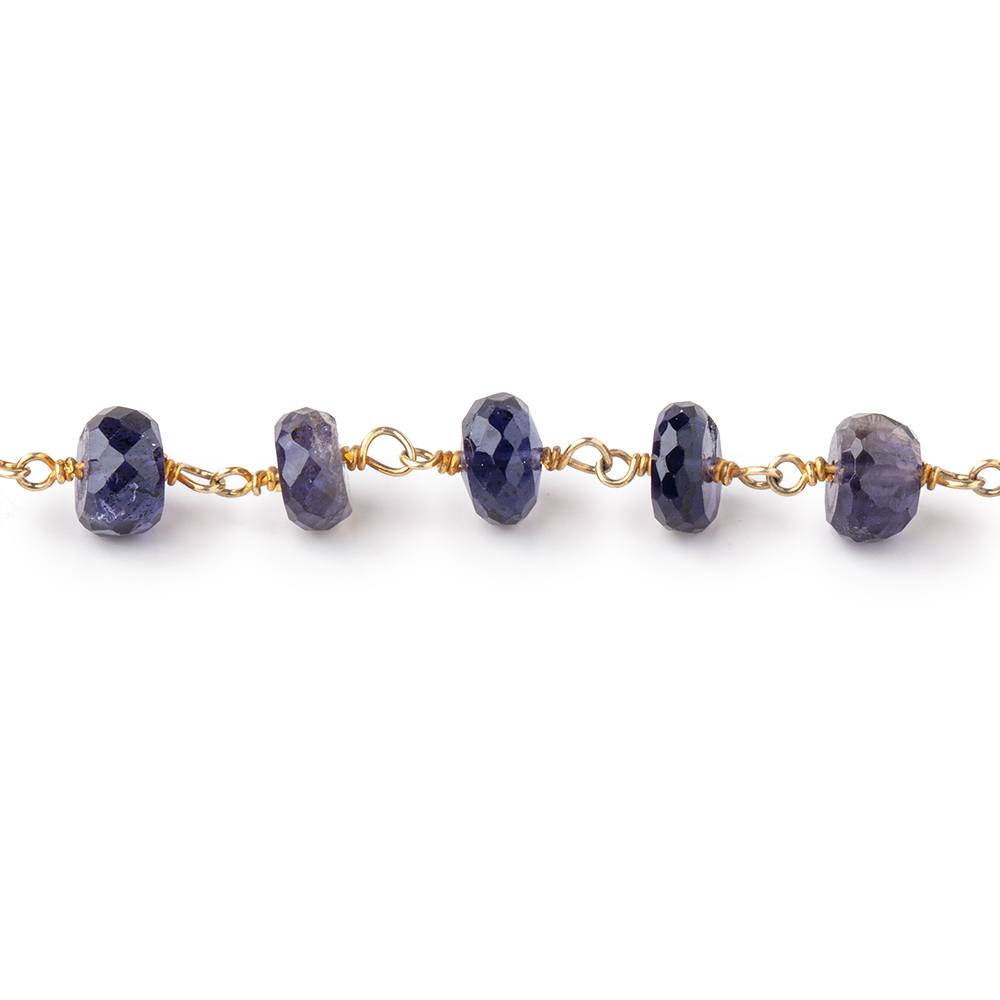 6.5mm Iolite Faceted Rondelle Beads on Vermeil Chain (ONLINE ORDER ONLY)