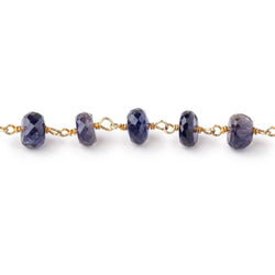 6.5mm Iolite Faceted Rondelle Beads on Vermeil Chain (ONLINE ORDER ONLY)