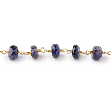 6.5mm Iolite Faceted Rondelle Beads on Vermeil Chain (ONLINE ORDER ONLY)