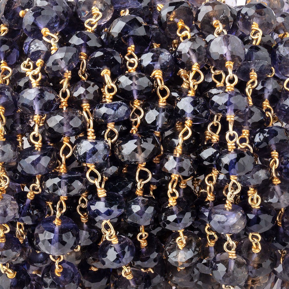 6.5mm Iolite Faceted Rondelle Beads on Vermeil Chain (ONLINE ORDER ONLY)