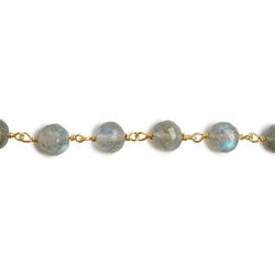 6.5mm Labradorite faceted round Vermeil Chain by the foot 24 pieces (ONLINE ORDER ONLY)