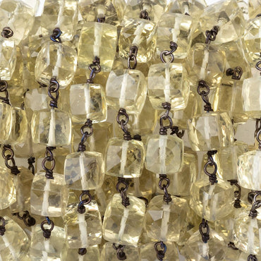 6.5mm Lemon Quartz Faceted Cube Beads on Black Gold over .925 Silver Chain (ONLINE ORDER ONLY)
