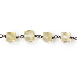 6.5mm Lemon Quartz Faceted Cube Beads on Black Gold over .925 Silver Chain (ONLINE ORDER ONLY)