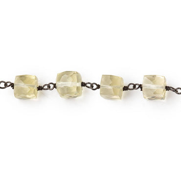 6.5mm Lemon Quartz Faceted Cube Beads on Black Gold over .925 Silver Chain (ONLINE ORDER ONLY)