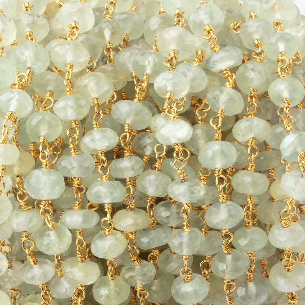 6.5mm Prehnite Faceted Rondelles on Gold Plated Chain (ONLINE ORDER ONLY)