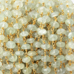6.5mm Prehnite Faceted Rondelles on Gold Plated Chain (ONLINE ORDER ONLY)