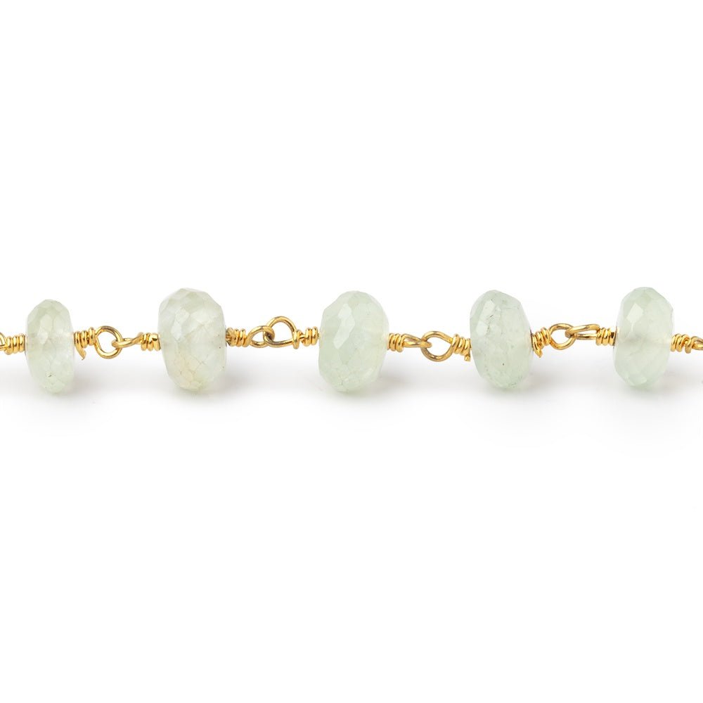 6.5mm Prehnite Faceted Rondelles on Gold Plated Chain (ONLINE ORDER ONLY)