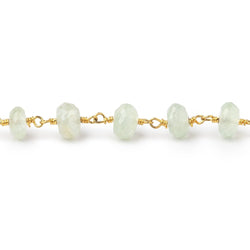 6.5mm Prehnite Faceted Rondelles on Gold Plated Chain (ONLINE ORDER ONLY)
