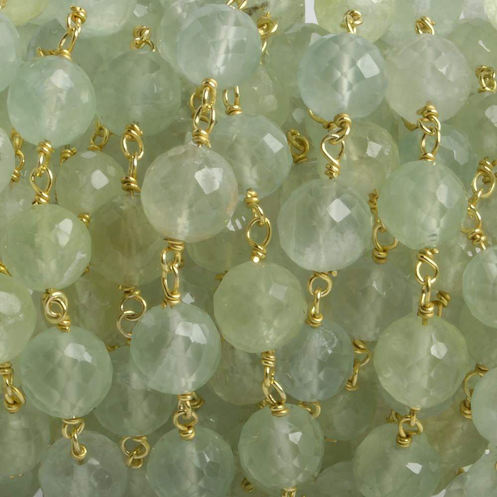 6.5mm Prehnite faceted round Vermeil Chain by the foot 24 pieces (ONLINE ORDER ONLY)