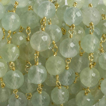6.5mm Prehnite faceted round Vermeil Chain by the foot 24 pieces (ONLINE ORDER ONLY)
